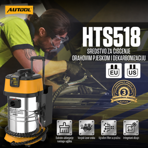 AUTOOL HTS518 Pjeskarilica za čišćenje ventila granulatom orahove ljuske