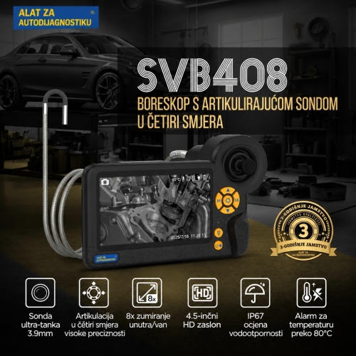 Inspekcijska kamera dijagnostički endoskop Autool SVB408 | HD zaslon | 4-smjerna 360°