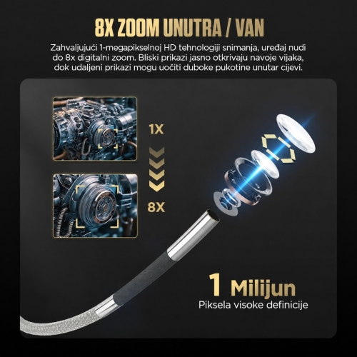 Inspekcijska kamera dijagnostički endoskop Autool SVB408 | HD zaslon | 4-smjerna 360°