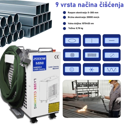 ČISTAČ VLAKNASTIM LASEROM 1500W M2 + PRIBOR