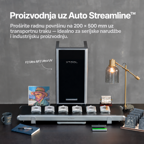 xTool F2 Ultra MOPA + UV — komplet: 60 W, 220 × 220 mm + 5 W, 200 × 200 mm (opcionalni diodni laser 40 W)