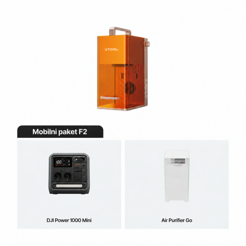 xTool F2 — prijenosni laserski graver IR 5 W + diodni laser 15 W, radna površina 115 × 115 mm