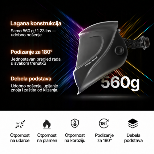 Maska mase 560 g s podizanjem za 180° i debelom oblogom