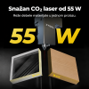 CO2 laser 55 W — rezanje akrila 20 mm i drva 18 mm