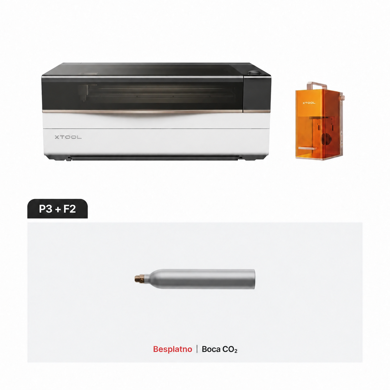 Komplet xTool P3 i xTool F2 s bocom CO₂