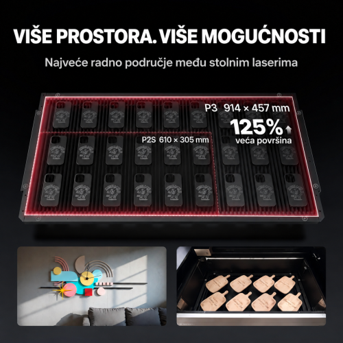 xTool P3 — radna površina 914 × 457 mm