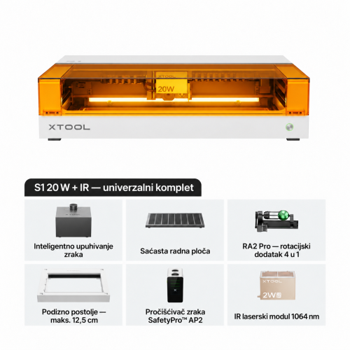 xTool S1 + modul IR 1064 nm — zatvoreni diodni laserski rezač i graver