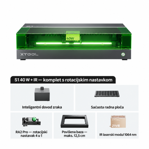 xTool S1 + modul IR 1064 nm — zatvoreni diodni laserski rezač i graver