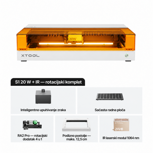 xTool S1 + modul IR 1064 nm — zatvoreni diodni laserski rezač i graver
