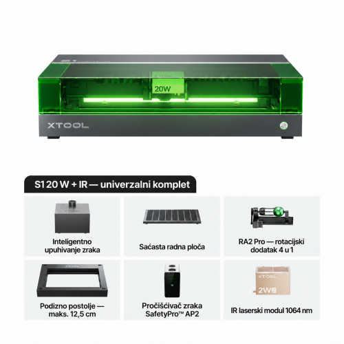 xTool S1 + modul IR 1064 nm — zatvoreni diodni laserski rezač i graver